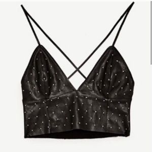 Zara faux/vegan leather studded crop top